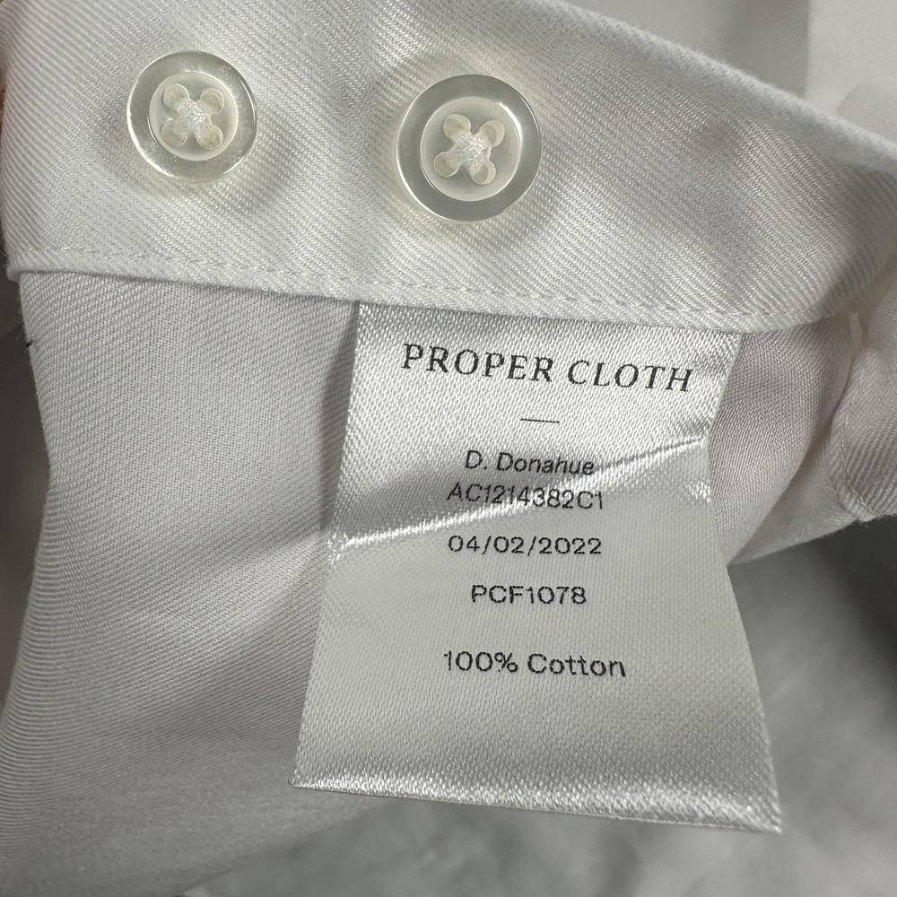 Proper Cloth Lot Of 2 Shirts Mens‎ 17.5 White Short Sleeve Button Down Cotton - Picture 9 of 16